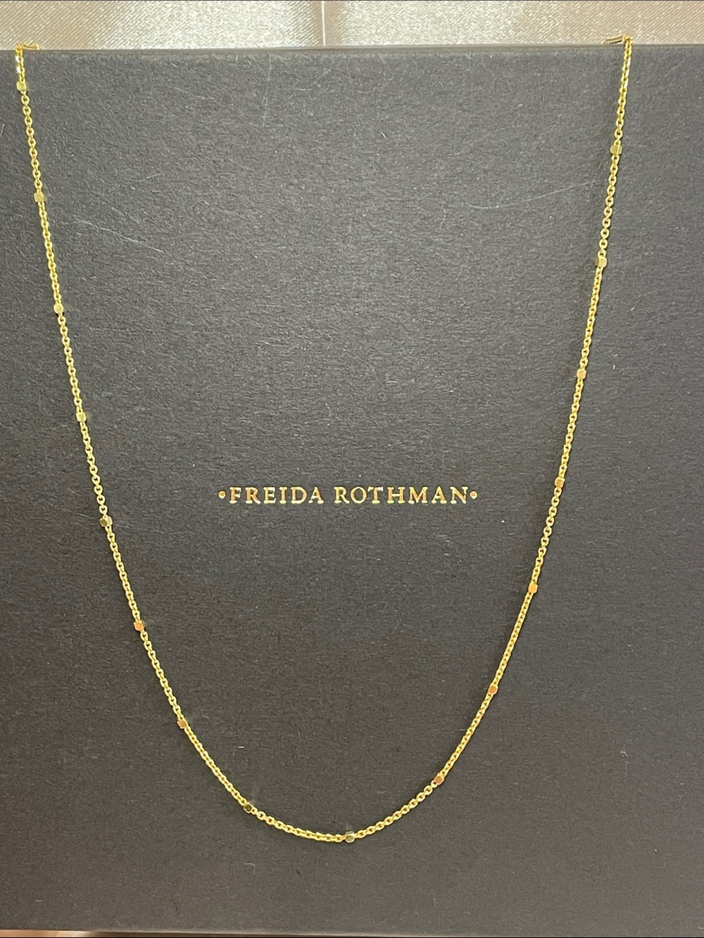 Freida Rothman Sterling Silver VAULT Gold Square Station Necklace NWT $175 MSRP